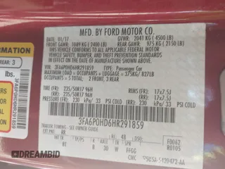 2017 Ford Fusion SE with VIN 3FA6P0HD6HR291859, listed as a IAAI auction lot 42243889 with 79,244 mi miles and . Bid and sale history available at DreamBid. Image 9.
