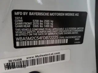 2015 BMW 5 Series GT 535i with VIN WBA5M2C54FD872225, listed as a Copart auction lot 40958274 with Not Provided miles. Bid and sale history available at carsss.com. Image 12.
