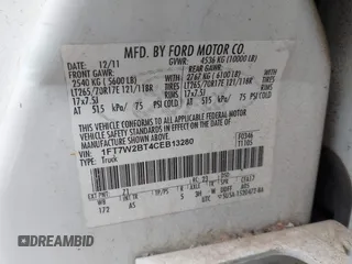2012 Ford F-250 XL с VIN 1FT7W2BT4CEB13280, выставлен на аукционе IAAI как лот 42095924 с пробегом 247 892 миль миль и . История ставок и продаж доступна на DreamBid. Изображение 9.