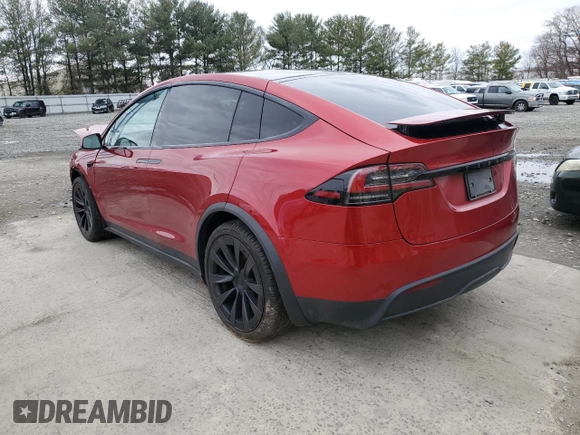 2023 Tesla Model X with VIN 7SAXCAE51PF390573, listed as a Copart auction lot 47499385 with Not Provided miles and Salvage Title. Bid and sale history available at DreamBid. Image 2.