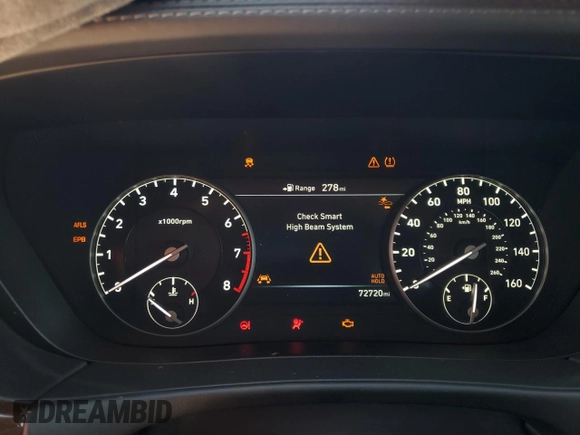2019 Genesis G90 Ultimate with VIN KMHG54JH0KU050836, listed as a Copart auction lot 80133504 with 72,720 mi miles and Salvage Title. Bid and sale history available at DreamBid. Image 9.