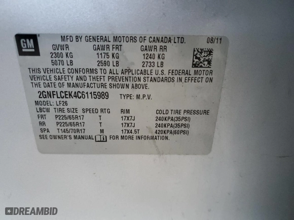 2012 Chevrolet Equinox LS with VIN 2GNFLCEK4C6115989, listed as a Copart auction lot 79299004 with 203,612 mi miles and Clean Title. Bid and sale history available at carsss.com. Image 13.