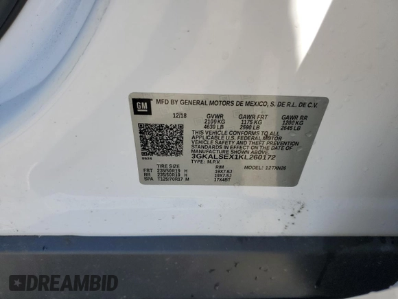 2019 GMC Terrain Denali with VIN 3GKALSEX1KL260172, listed as a Copart auction lot 46812045 with 87,872 mi miles and Salvage Title. Bid and sale history available at DreamBid. Image 13.