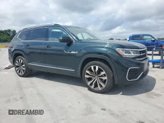2021 Volkswagen Atlas SEL Premium R-Line with VIN 1V2FR2CA1MC500123, listed as a Copart auction lot 56912575 with 57,054 mi miles and Salvage title. Bid and sale history available at DreamBid. Image 4.