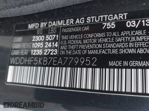 2014 Mercedes-Benz E 350 Sport with VIN WDDHF5KB7EA779952, listed as a IAAI auction lot 42308290 with 100,000 mi miles and . Bid and sale history available at DreamBid. Image 9.