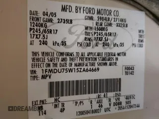 2005 Ford Explorer Limited with VIN 1FMDU75W15ZA64669, listed as a Copart auction lot 42046605 with 221,596 mi miles and Salvage title. Bid and sale history available at DreamBid. Image 13.