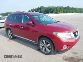 2013 Nissan Pathfinder Platinum with VIN 5N1AR2MM7DC687710, listed as a IAAI auction lot 42772536 with 225,369 mi miles and . Bid and sale history available at DreamBid. Image 1.