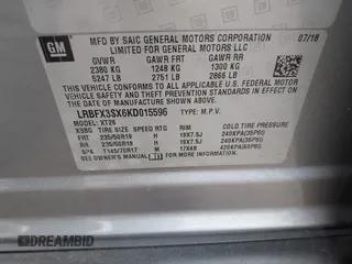 2019 Buick Envision Premium with VIN LRBFX3SX6KD015596, listed as a IAAI auction lot 41925837 with 22,573 mi miles and . Bid and sale history available at DreamBid. Image 9.