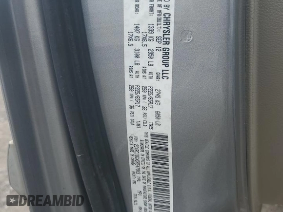 2013 Chrysler Town & Country Touring with VIN 2C4RC1BGXDR547903, listed as a Copart auction lot 56674585 with 140,214 mi miles and Salvage Title. Bid and sale history available at DreamBid. Image 13.