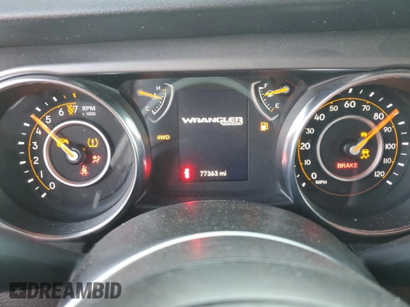 2021 Jeep Wrangler Unlimited Willys Sport with VIN 1C4HJXDG1MW737422, listed as a Copart auction lot 42213845 with 77,363 mi miles and Salvage title. Bid and sale history available at DreamBid. Image 9.