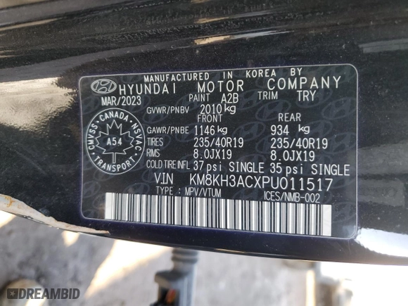 2023 Hyundai Kona N with VIN KM8KH3ACXPU011517, listed as a Copart auction lot 52426815 with 0 mi miles and Salvage Title. Bid and sale history available at carsss.com. Image 13.