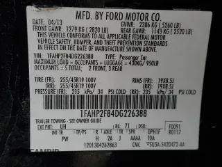 2013 Ford Taurus Limited с VIN 1FAHP2F84DG226388, выставлен на аукционе Copart как лот 55664365 с пробегом 237 569 миль миль и Списание • Salvage title. История ставок и продаж доступна на DreamBid. Изображение 12.