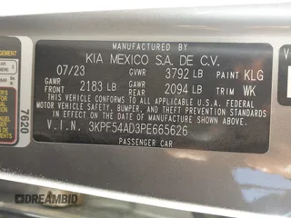 2023 Kia Forte GT-Line with VIN 3KPF54AD3PE665626, listed as a IAAI auction lot 41577870 with 38,755 mi miles. Bid and sale history available at carsss.com. Image 9.