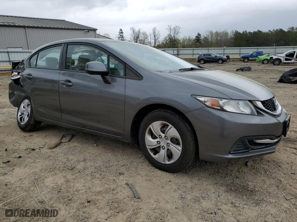 2013 Honda Civic Sdn LX with VIN 19XFB2F55DE243092, listed as a Copart auction lot 51649095 with 64,888 mi miles and Salvage Title. Bid and sale history available at carsss.com. Image 4.