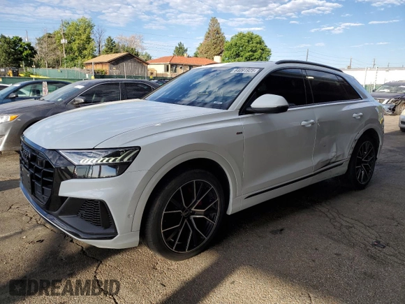 2021 Audi Q8 Prestige with VIN WA1FVAF19MD028910, listed as a Copart auction lot 64091925 with 54,787 mi miles and Salvage title. Bid and sale history available at DreamBid. Image 1.