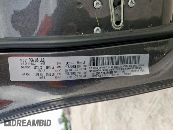 2020 Jeep Cherokee Limited с VIN 1C4PJMDN4LD544863, выставлен на аукционе Copart как лот 64371935 с пробегом 68 264 миль миль и Списание • Salvage title. История ставок и продаж доступна на DreamBid. Изображение 13.