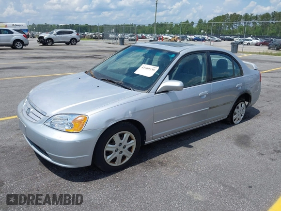 2003 Honda Civic EX with VIN 1HGES26753L007546, listed as a IAAI auction lot 42169138 with 151,688 mi miles. Bid and sale history available at carsss.com. Image 2.