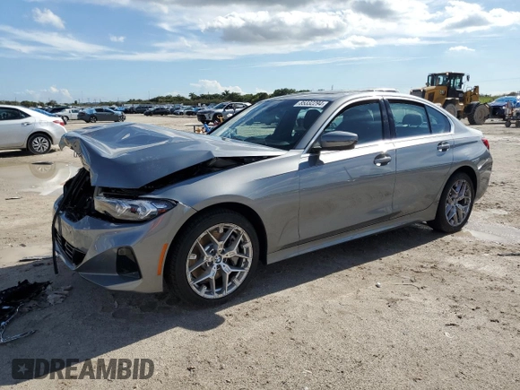 2025 BMW 3 Series 330i with VIN 3MW69CW0XS8E97928, listed as a Copart auction lot 85332294 with Not Provided miles and Non Repairable. Bid and sale history available at carsss.com. Image 1.