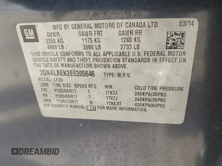 2014 Chevrolet Equinox LS with VIN 2GNALAEK2E6305646, listed as a IAAI auction lot 41560415 with 126,823 mi miles and . Bid and sale history available at carsss.com. Image 9.