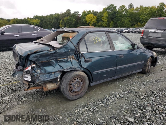 1997 Honda Civic DX with VIN JHMEJ6624VS038386, listed as a Copart auction lot 71541574 with 385,295 mi miles and Salvage Title. Bid and sale history available at carsss.com. Image 3.