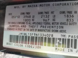 2010 Mazda 3 i SV with VIN JM1BL1SF9A1334028, listed as a IAAI auction lot 41743683 with 167,534 mi miles and . Bid and sale history available at DreamBid. Image 9.