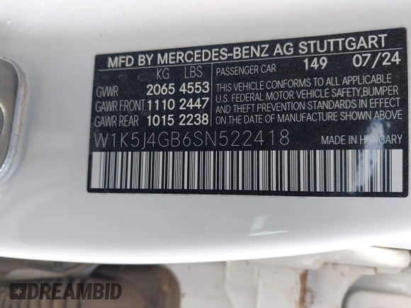 2025 Mercedes-Benz CLA 250 z VIN W1K5J4GB6SN522418, wystawiony jako IAAI lot #42428796 z przebiegiem 14 463 mil mil oraz . Historia ofert i sprzedaży dostępna na DreamBid. Obrazek 9.