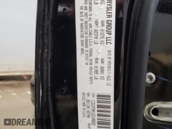 2013 Dodge Dart SXT with VIN 1C3CDFBA1DD109922, listed as a Copart auction lot 81813874 with 108,117 mi miles and Salvage Title. Bid and sale history available at carsss.com. Image 12.
