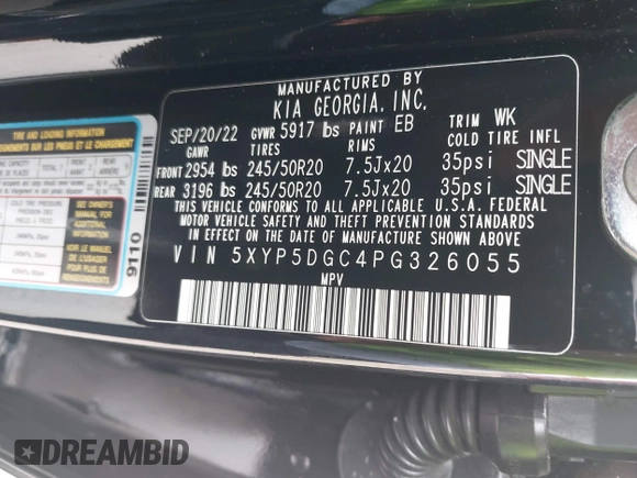 2023 Kia Telluride SX Prestige z VIN 5XYP5DGC4PG326055, wystawiony jako IAAI lot #42667122 z przebiegiem 31 303 mil mil oraz . Historia ofert i sprzedaży dostępna na DreamBid. Obrazek 9.