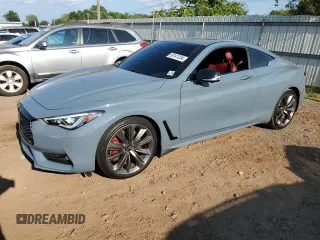 2021 Infiniti Q60 Red Sport 400 with VIN JN1FV7LL7MM560206, listed as a Copart auction lot 69141254 with 27,365 mi miles and Salvage title. Bid and sale history available at DreamBid. Image 1.