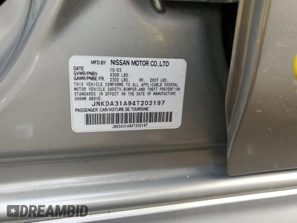 2004 Infiniti I35 with VIN JNKDA31A94T202197, listed as a Copart auction lot 54181925 with 75,480 mi miles and Salvage Title. Bid and sale history available at carsss.com. Image 12.