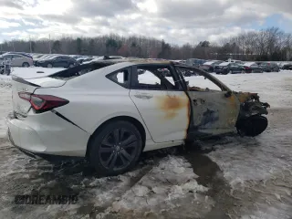 2021 Acura TLX w/A-Spec Package with VIN 19UUB6F59MA002574, listed as a Copart auction lot 44424655 with Not Provided miles and Salvage Title. Bid and sale history available at carsss.com. Image 3.