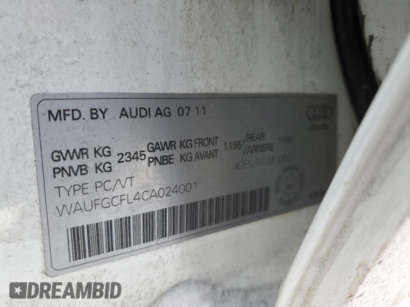 2012 Audi S4 Premium z VIN WAUFGCFL4CA024001, wystawiony jako Copart lot #81002994 z przebiegiem 184 069 mil mil oraz Szkoda całkowita • Salvage title. Historia ofert i sprzedaży dostępna na DreamBid. Obrazek 12.