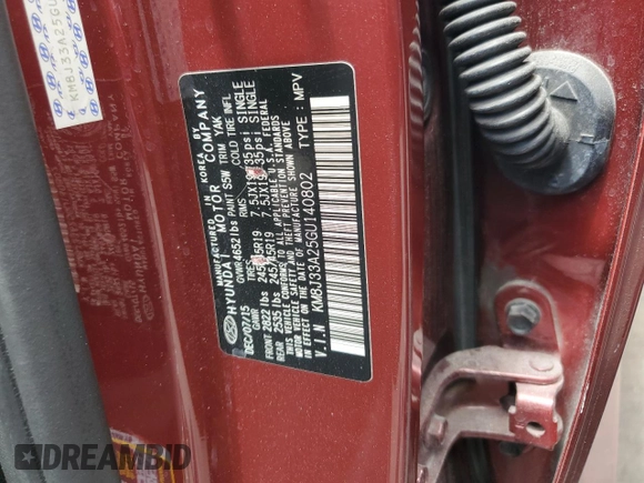 2016 Hyundai Tucson Limited z VIN KM8J33A25GU140802, wystawiony jako Copart lot #56249745 z przebiegiem 86 976 mil mil oraz Szkoda całkowita • Salvage title. Historia ofert i sprzedaży dostępna na DreamBid. Obrazek 13.