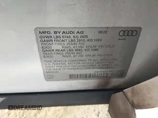 2022 Audi SQ5 Premium Plus with VIN WA1B4AFY8N2134552, listed as a IAAI auction lot 41282852 with 40,529 mi miles. Bid and sale history available at carsss.com. Image 9.