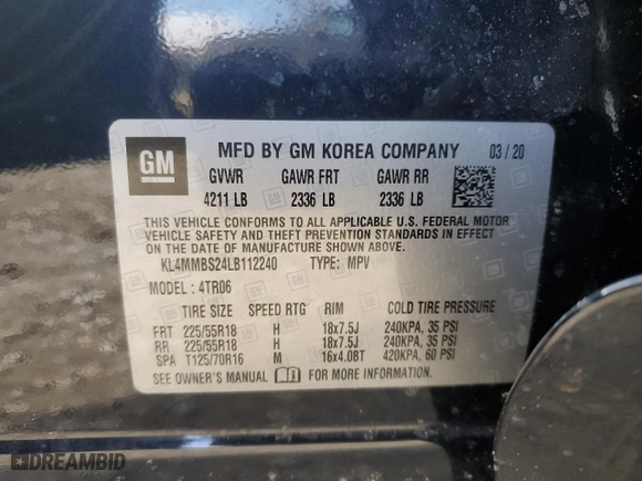 2020 Buick Encore GX Preferred with VIN KL4MMBS24LB112240, listed as a Copart auction lot 45753605 with 89,857 mi miles and Salvage Title. Bid and sale history available at carsss.com. Image 13.