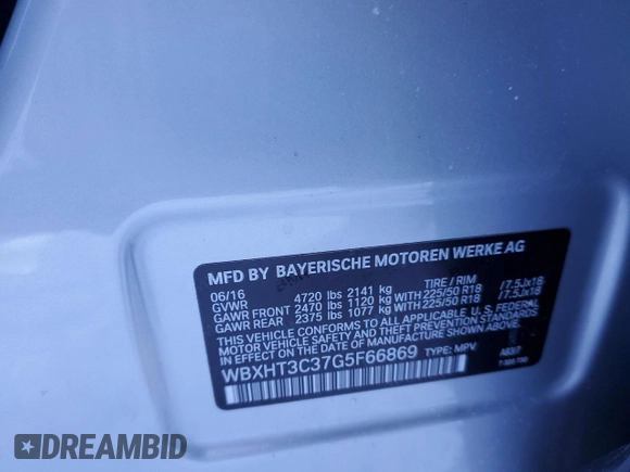 2016 BMW X1 xDrive28i z VIN WBXHT3C37G5F66869, wystawiony jako Copart lot #44990885 z przebiegiem Nie podano mil oraz Szkoda całkowita • Salvage title. Historia ofert i sprzedaży dostępna na DreamBid. Obrazek 12.