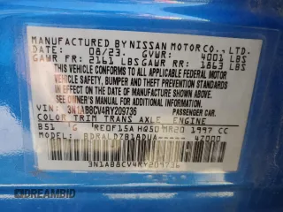2024 Nissan Sentra SV with VIN 3N1AB8CV4RY209736, listed as a Copart auction lot 47422365 with 21,329 mi miles and Salvage Title. Bid and sale history available at DreamBid. Image 13.