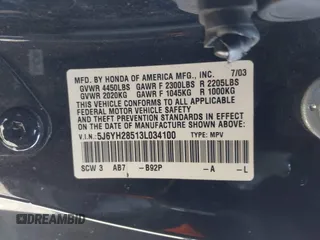 2003 Honda Element EX with VIN 5J6YH28513L034100, listed as a IAAI auction lot 41895081 with 235,350 mi miles and . Bid and sale history available at DreamBid. Image 9.