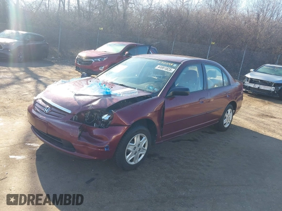2003 Honda Civic LX with VIN 2HGES16503H573295, listed as a IAAI auction lot 41653528 with 55,866 mi miles and . Bid and sale history available at DreamBid. Image 2.