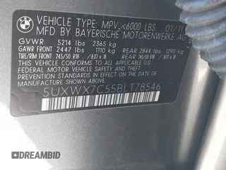 2011 BMW X3 35i with VIN 5UXWX7C55BLT78546, listed as a IAAI auction lot 41864713 with 211,074 mi miles and . Bid and sale history available at DreamBid. Image 9.
