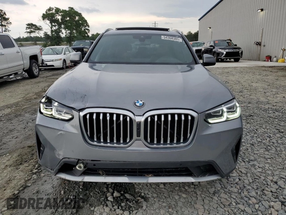 2023 BMW X3 xDrive30i with VIN 5UX53DP04P9S68659, listed as a Copart auction lot 54368385 with 26,650 mi miles and Salvage Title. Bid and sale history available at DreamBid. Image 5.