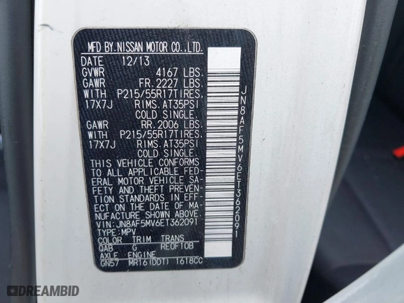 2014 Nissan Juke SL with VIN JN8AF5MV6ET362091, listed as a IAAI auction lot 41904311 with 175,306 mi miles. Bid and sale history available at carsss.com. Image 9.