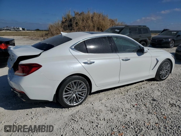 2020 Genesis G70 2.0T with VIN KMTG34LA0LU059887, listed as a Copart auction lot 76616894 with 32,658 mi miles and Salvage title. Bid and sale history available at DreamBid. Image 3.