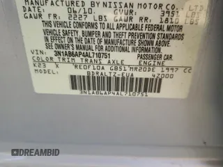 2010 Nissan Sentra SR with VIN 3N1AB6AP4AL710751, listed as a Copart auction lot 48409135 with 194,412 mi miles and Salvage Title. Bid and sale history available at DreamBid. Image 12.