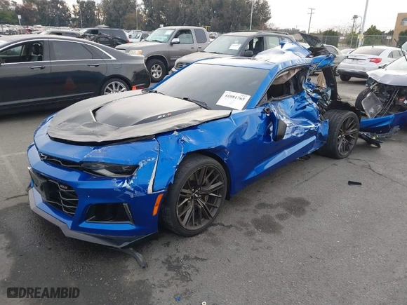 2017 Chevrolet Camaro ZL1 with VIN 1G1FK1R60H0200527, listed as a IAAI auction lot 41081765 with 41472 miles. Bid and sale history available at carsss.com. Image 2.