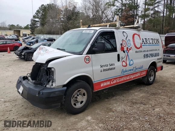 2020 Chevrolet Express Cargo Van with VIN 1GCWGAFG5L1254320, listed as a Copart auction lot 39557064 with 0 mi miles and Salvage Title. Bid and sale history available at carsss.com. Image 1.