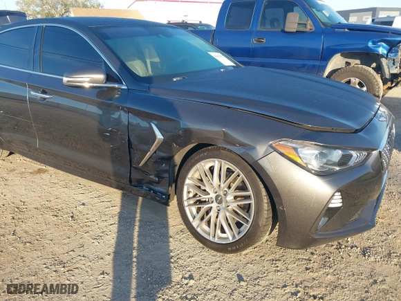 2020 Genesis G70 2.0T with VIN KMTG64LA6LU059951, listed as a IAAI auction lot 41683671 with 43,852 mi miles. Bid and sale history available at carsss.com. Image 6.