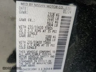 2024 Nissan Murano SL with VIN 5N1AZ2CJ0RC113044, listed as a Copart auction lot 80896484 with 14,502 mi miles and Salvage Title. Bid and sale history available at carsss.com. Image 15.