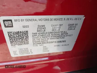 2023 Chevrolet Blazer RS with VIN 3GNKBKRS9PS168281, listed as a IAAI auction lot 41904523 with 28,588 mi miles and . Bid and sale history available at DreamBid. Image 9.