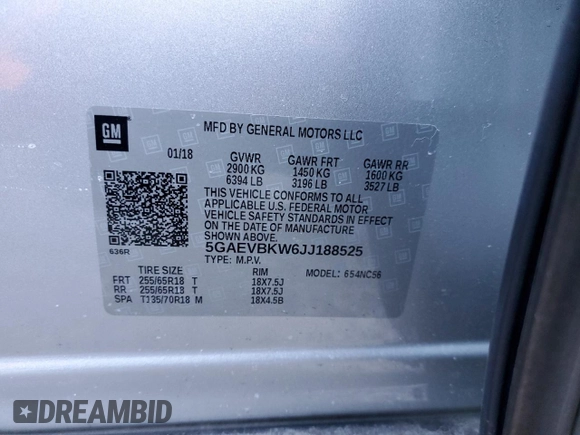 2018 Buick Enclave Premium with VIN 5GAEVBKW6JJ188525, listed as a Copart auction lot 45664805 with 91,563 mi miles and Salvage Title. Bid and sale history available at carsss.com. Image 13.